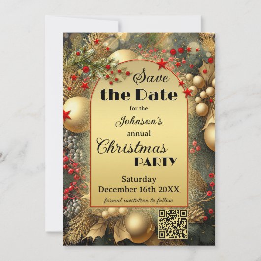Classic Gold Weihnachtskarte Save the Date (Vorderseite)