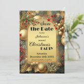 Classic Gold Weihnachtskarte Save the Date (Stehend Vorderseite)
