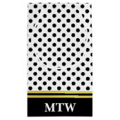 Classic Gold Weiß und Schwarz Punkte mit Monogramm Kleine Geschenktüte (Rückseite)