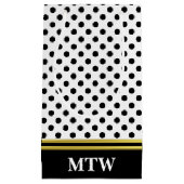 Classic Gold Weiß und Schwarz Punkte mit Monogramm Kleine Geschenktüte (Vorderseite)