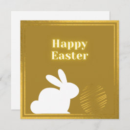 Classic Gold White Bunny Ostercard