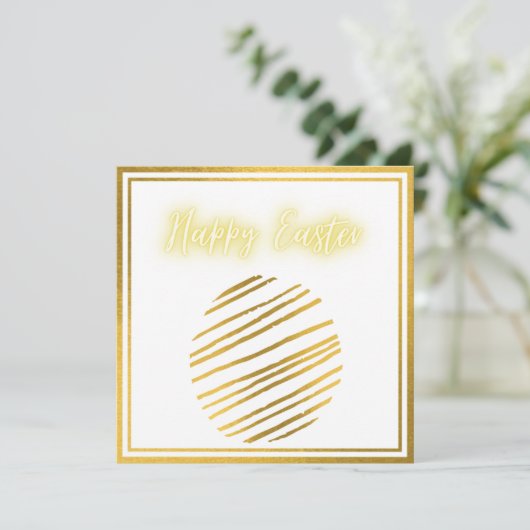 Classic Gold White Easter Card (Stehend Vorderseite)