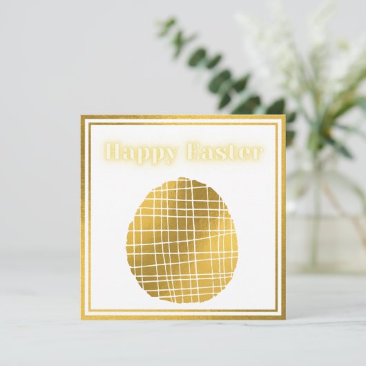 Classic Gold White Easter Card (Stehend Vorderseite)