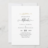 Classic Gold White NIKAH Print oder Digital Weddin Einladung (Vorderseite)