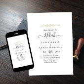 Classic Gold White NIKAH Print oder Digital Weddin Einladung