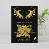 Classic Gold Wing Rose Minimalistisches Hochzeitsf Folieneinladung (Stehend vorne)
