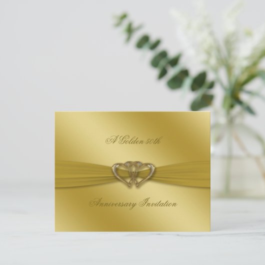 Classic Golden 50. Hochzeitstag Einladung (Stehend Vorderseite)