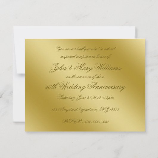 Classic Golden 50. Hochzeitstag Einladung (Rückseite)