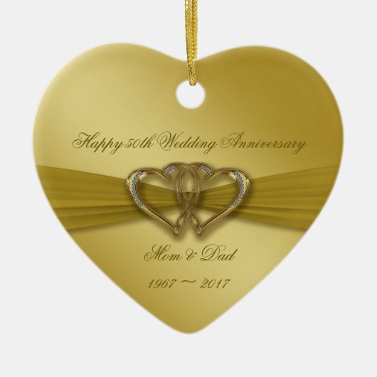 Classic Golden 50. Wedding Anniversary Ornament (Vorne)