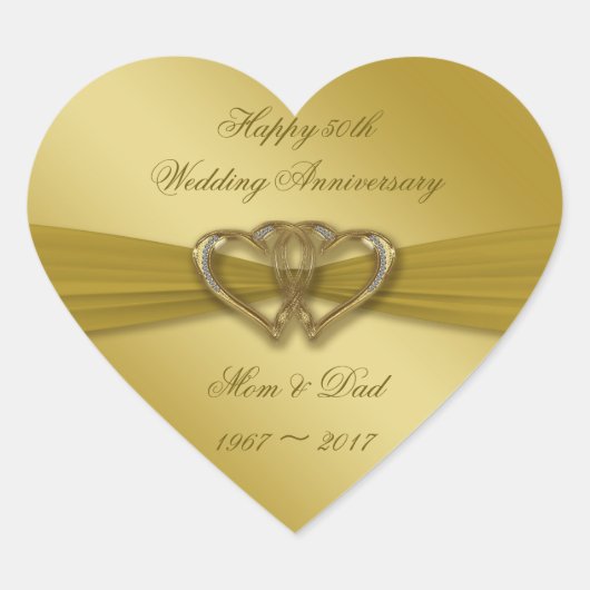 Classic Golden 50. Wedding Anniversary Stickers (Vorderseite)