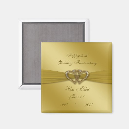 Classic Golden 50th Wedding Anniversary Magnet (Vorderseite/Rückseite)