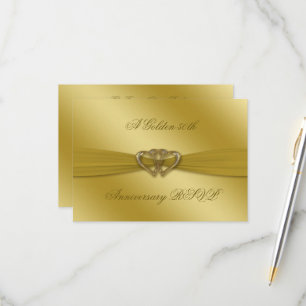 Classic Golden 50th Wedding Anniversary UAWG RSVP Karte