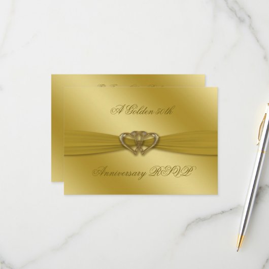 Classic Golden 50th Wedding Anniversary UAWG RSVP Karte (Vorderseite/Rückseite Beispiel)