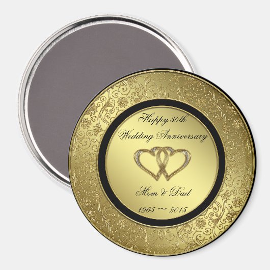 Classic Golden Wedding Anniversary Round Magnet (Vorderseite/Rückseite)