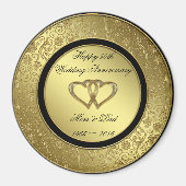 Classic Golden Wedding Anniversary Round Magnet (Vorne)