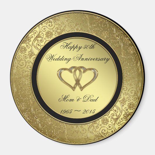 Classic Golden Wedding Anniversary Round Magnet (Vorne)