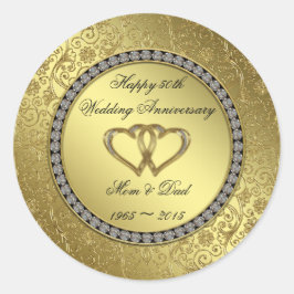 Classic Golden Wedding Anniversary Round Sticker