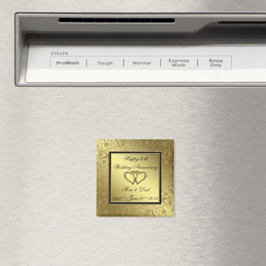 Classic Golden Wedding Anniversary Square Magnet (In Situ (Geschirrspüler))