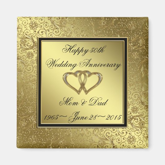 Classic Golden Wedding Anniversary Square Magnet (Vorne)