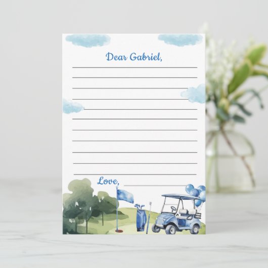 Classic Golf Boy Time Capsule Note Card Dankeskarte (Stehend Vorderseite)