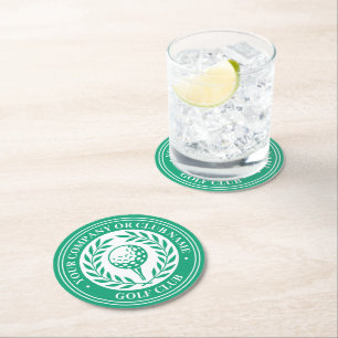 Classic Golf Personalisiert Name Set Grün Runder Pappuntersetzer