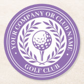 Classic Golf Personalisiert Name Set Lila Runder Pappuntersetzer (Vorderseite)