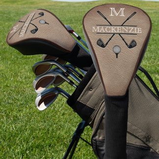 Classic Golf Player Monogram Brown Headcover