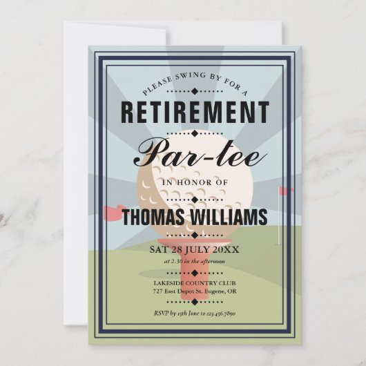 Classic Golf Rentiment Party Einladung (Vorderseite)