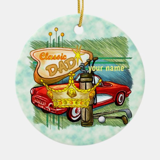 Classic Golf Vater Keramik Ornament (Vorne)