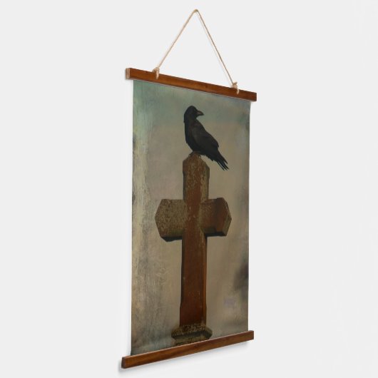 Classic Goth Crow Wandteppich Mit Holzrahmen (Gewinkelt)