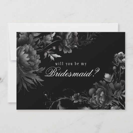 Classic Gothic Black Bridesmaid Vorschlag Card Einladung (Vorderseite)