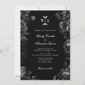 Classic Gothic Black Monogram Moon Wappen Wedding Einladung (Vorderseite)