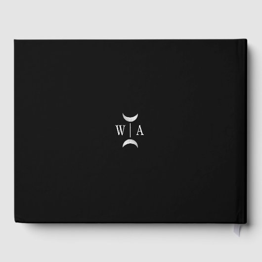 Classic Gothic Black Monogram Wappen Wedding Gästebuch (Rückseite)