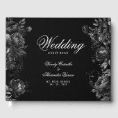 Classic Gothic Black Monogram Wappen Wedding Gästebuch (Vorderseite)