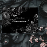 Classic Gothic Black Trauzeuge Vorschlag Card Einladung<br><div class="desc">Die zeitlose Faszination unseres klassisch-gotischen Black Trauzeuge Vorschlag Card Designs, in dem Eleganz und Eleganz auf das Ätherische trifft. Eine bezaubernde Touch dunkler Romantik, die mit faszinierenden botanischen Motiven geschmückt ist und schwarze Hintergründe mit üppigen Pionieren und zarten Rose aufweist, die eine stimmungsvolle Eleganz ausstrahlen, die perfekt für Ihren besonderen...</div>