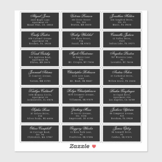 Classic Gothic Black Wedding Guest Address Sticker (Blatt)