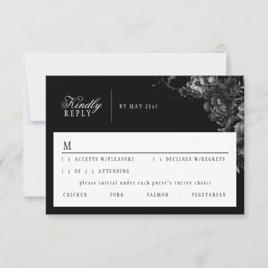 Classic Gothic Black Wedding Response Card RSVP Karte (Vorderseite)