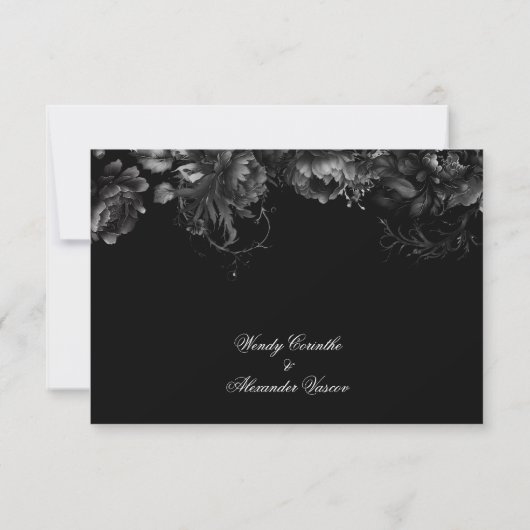 Classic Gothic Black Wedding Response Card RSVP Karte (Rückseite)