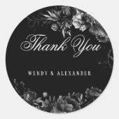 Classic Gothic Black Wedding Vielen Dank Runder Aufkleber (Vorderseite)