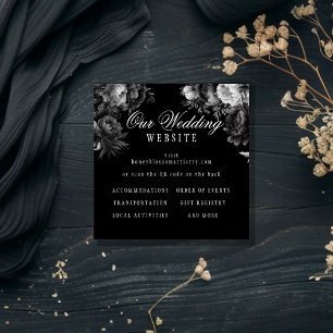 Classic Gothic Black Wedding Website QR Code Begleitkarte