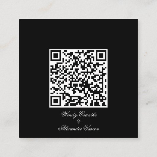 Classic Gothic Black Wedding Website QR Code Begleitkarte (Rückseite)