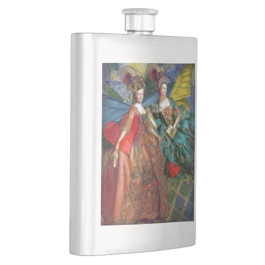 Classic Gothic Gemini Whimsical Butterfly Weibchen Flachmann (Rechts)