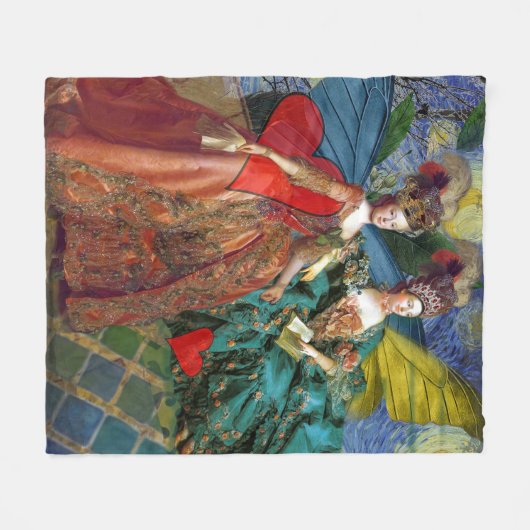 Classic Gothic Gemini Whimsical Butterfly Weibchen Fleecedecke (Vorderseite (Horizontal))