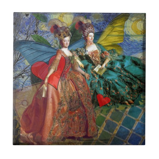 Classic Gothic Gemini Whimsical Butterfly Weibchen Fliese (Vorderseite)