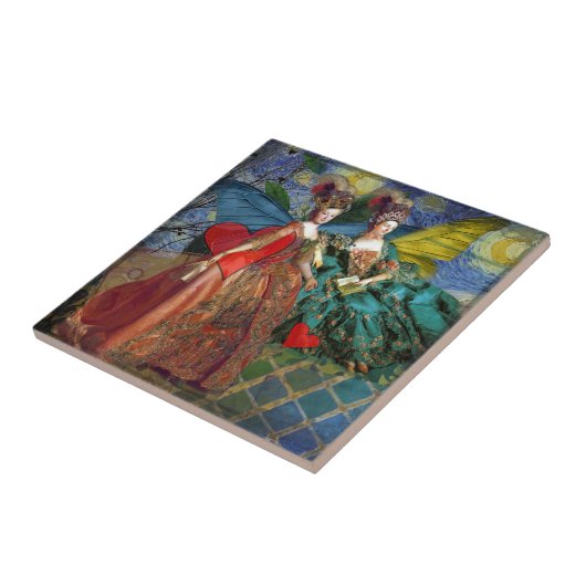 Classic Gothic Gemini Whimsical Butterfly Weibchen Fliese (Seite)