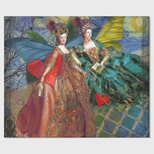 Classic Gothic Gemini Whimsical Butterfly Weibchen Geschenkpapier (Flach)