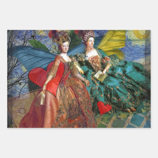 Classic Gothic Gemini Whimsical Butterfly Weibchen Geschenkpapier Set (Vorderseite)