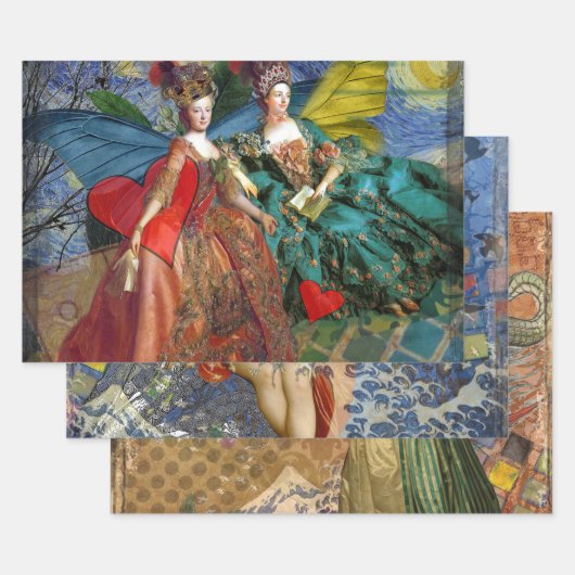 Classic Gothic Gemini Whimsical Butterfly Weibchen Geschenkpapier Set (Set)