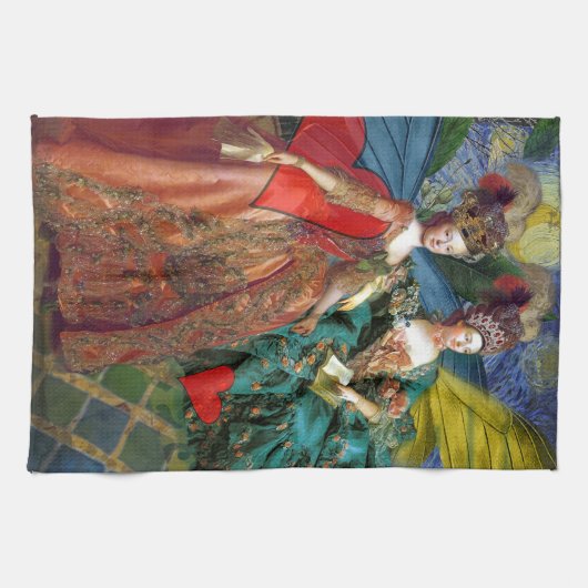 Classic Gothic Gemini Whimsical Butterfly Weibchen Geschirrtuch (Horizontal)