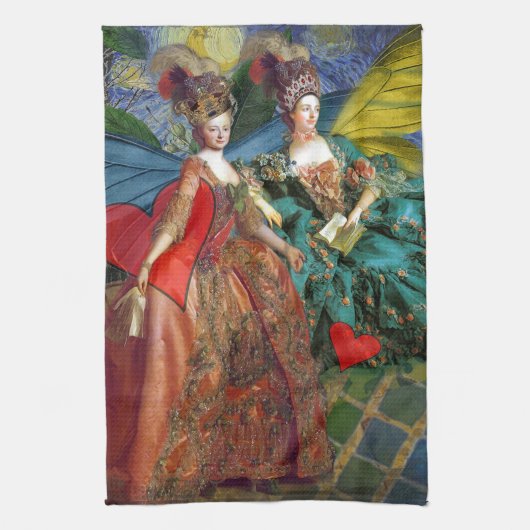 Classic Gothic Gemini Whimsical Butterfly Weibchen Geschirrtuch (Vertikal)